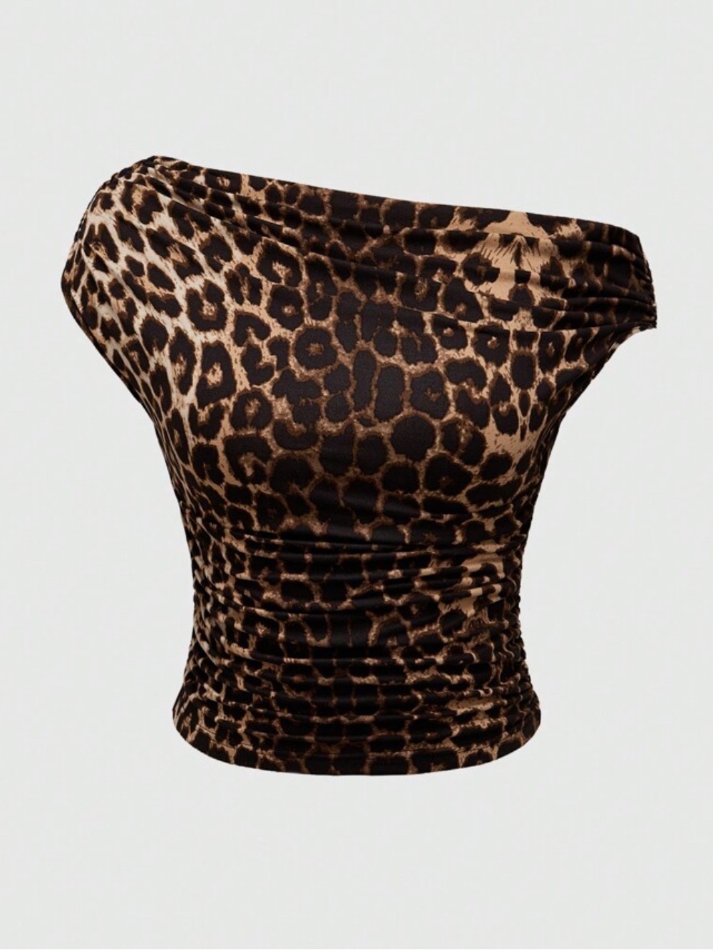 Leopard Print Off-Shoulder Women's Top - Brown/Black